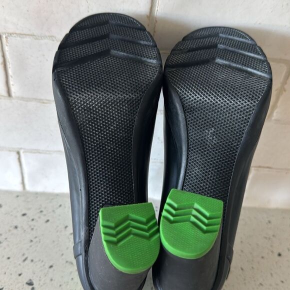 Sorel MEDINA lll Black and Green Rubber Rain Heeled Boots Platform Bold Size 8.5 - Picture 8 of 16